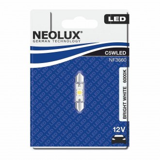 Neolux C5W 36mm Bright White 6000K 1KS/BAL Neolux C5W 36mm Bright White 6000K 1KS/BAL
